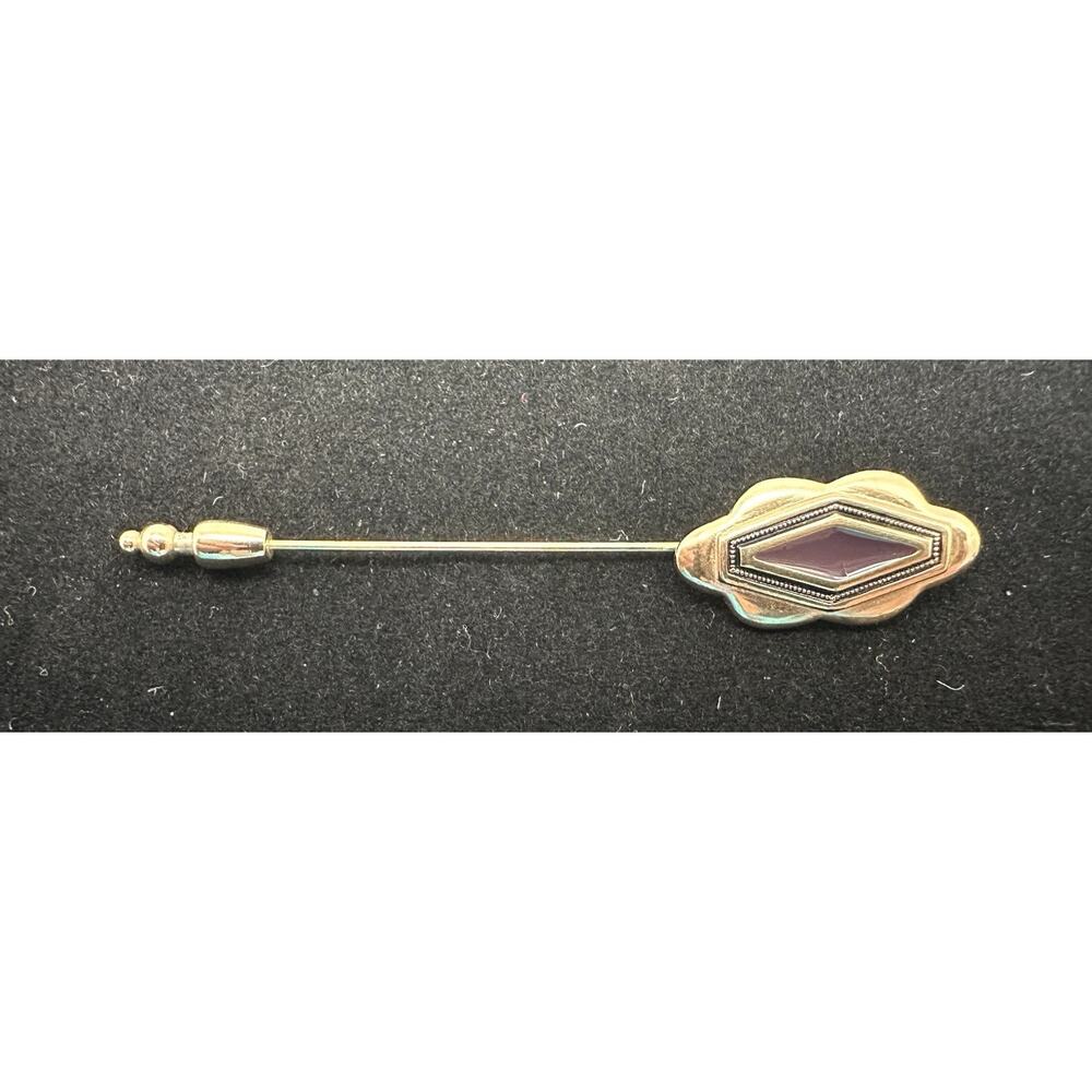 Vintage Stick Pin Gold Tone W/Inlay Art Deco Style Marked Jones New York